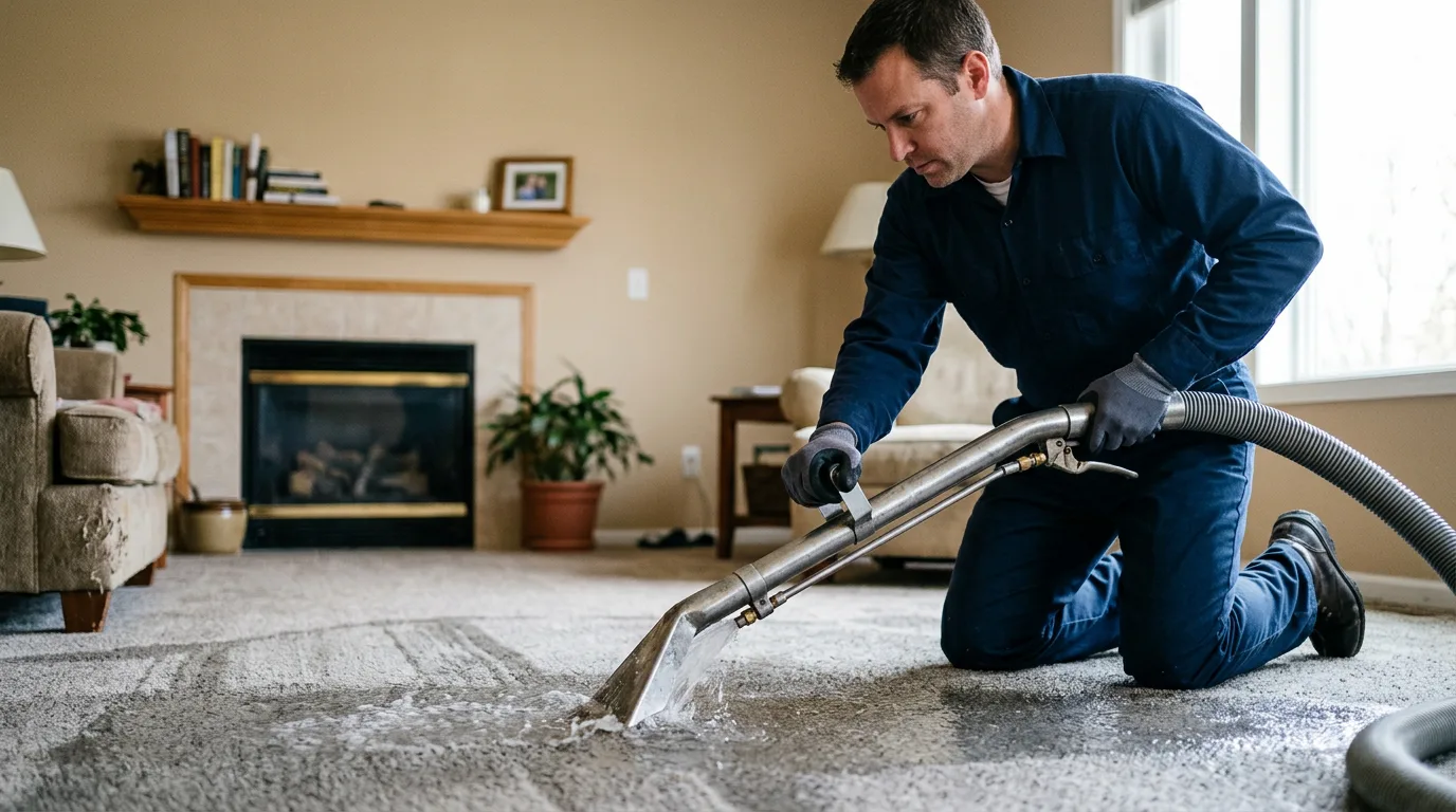Water damage restoration technician working near New Castle, DE